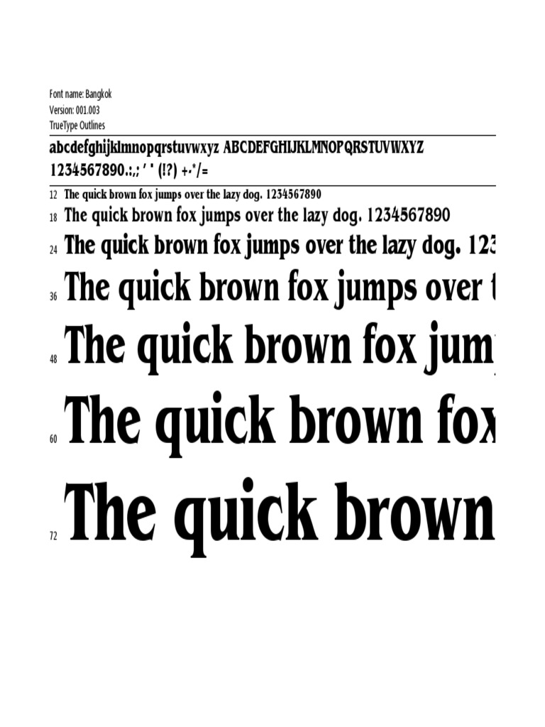 Bangkok Font TrueType Details | PDF