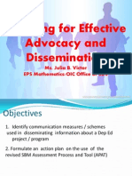 Planning For Effective Advocacy and Dissemination