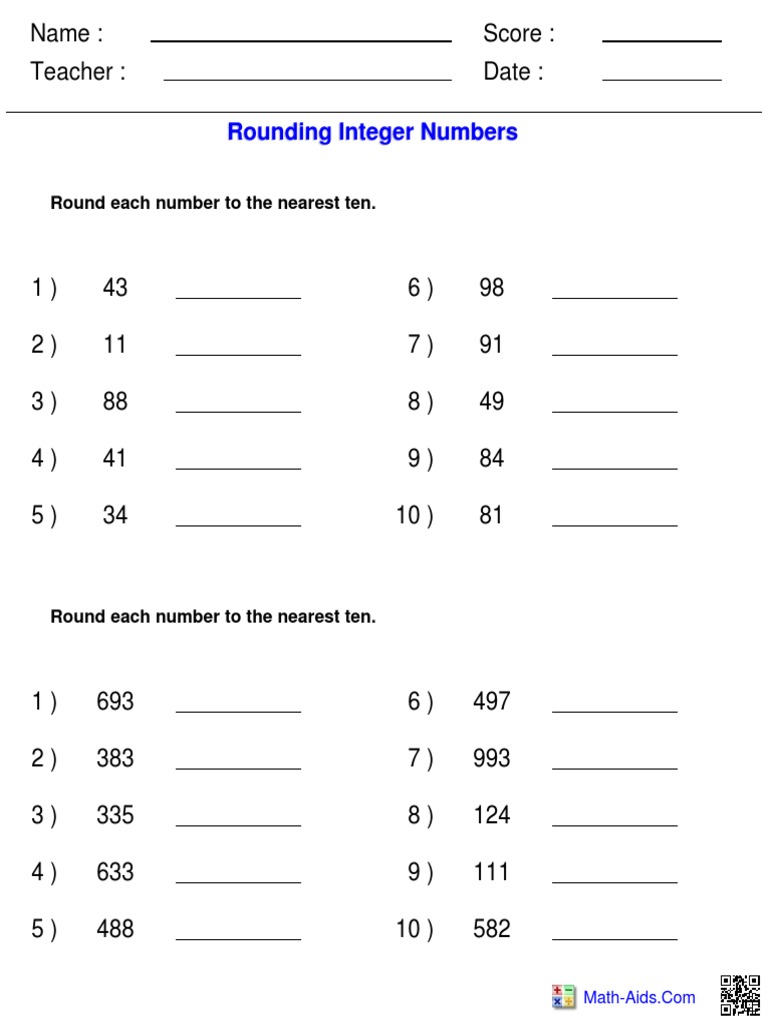 Rounding Integers | PDF