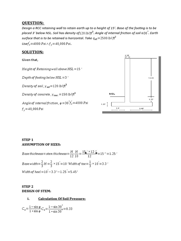 RCC Retaining Wall Design Guide | PDF | Classical Mechanics | Civil ...