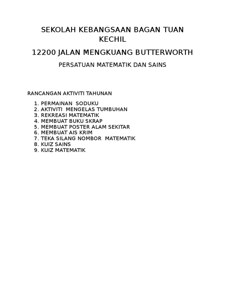 Aktiviti Sn Math Pdf