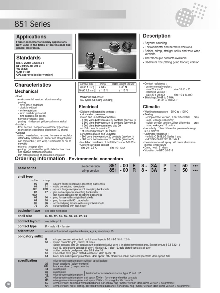 851-Series VG95328 | PDF | Electrical Connector | Manufactured Goods