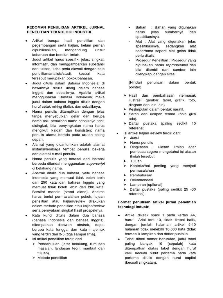 Pedoman Penulisan Makalah Jurnal Standarisasi Pdf