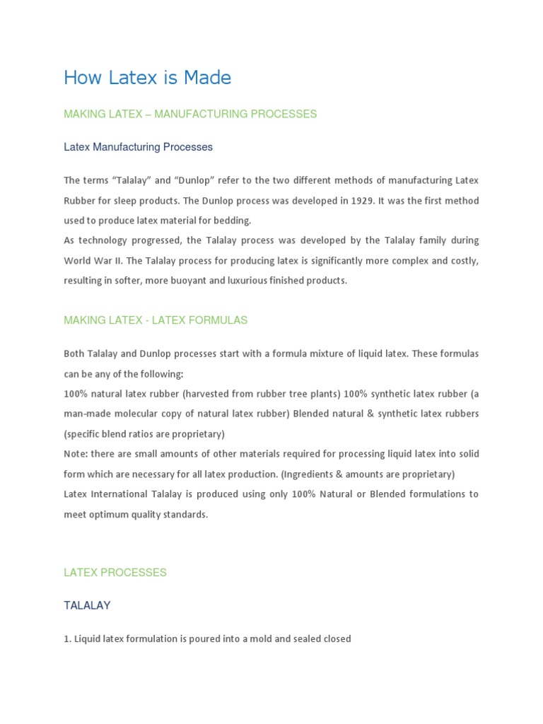 How the Talalay and Dunlop Processes Create Different Types of Latex