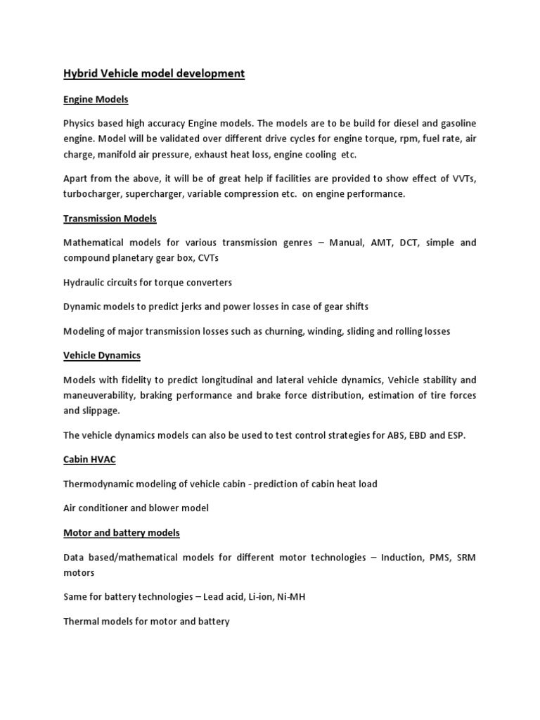 Hybrid Vehicle Model Development Guide | PDF | Computers