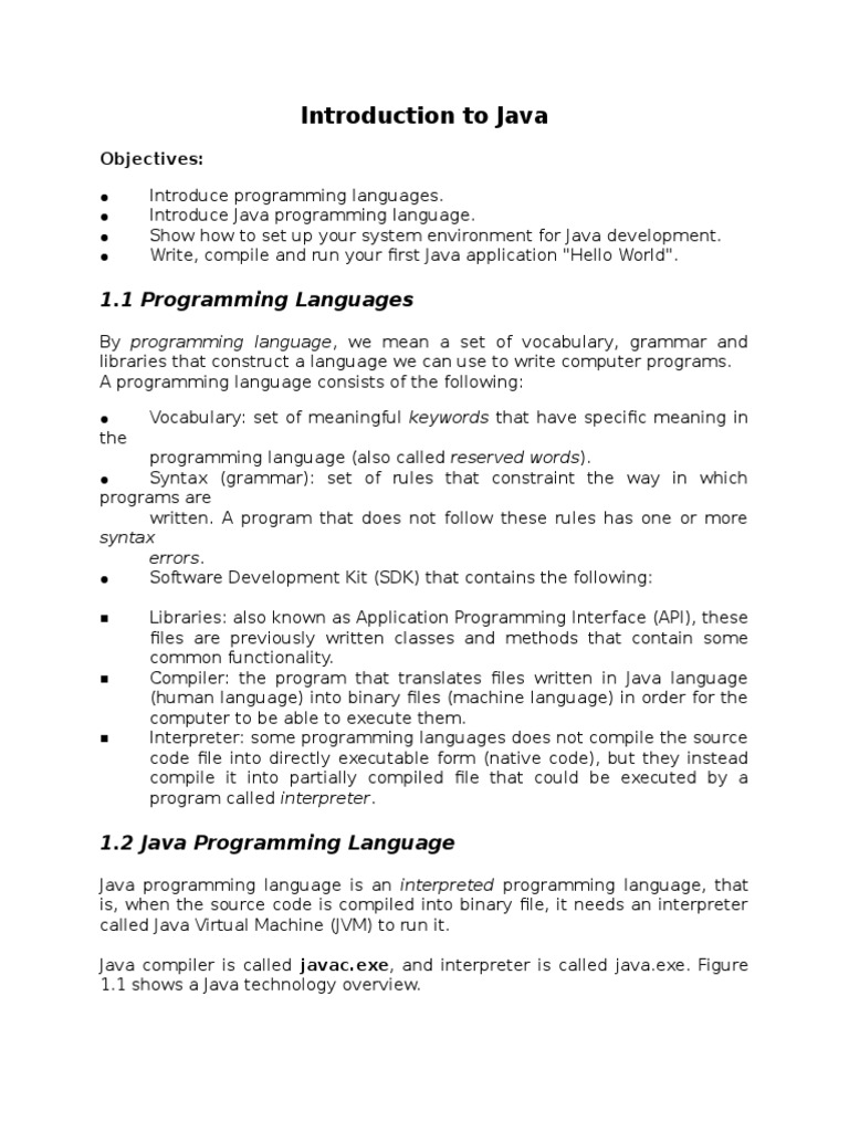 Java Programming Setup and Basics | PDF | Java (Programming Language ...