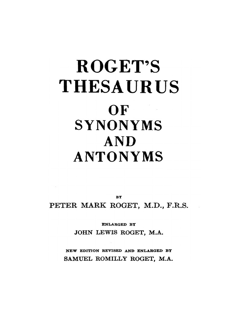 Roget'S Thesaurus Synonyms AND Antonyms PDF Adjective Kinship