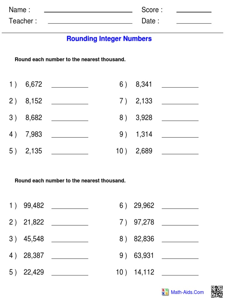 Rounding Integers | PDF