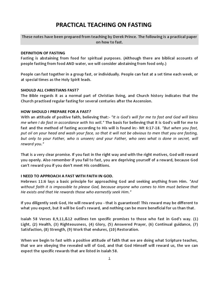 Derek Prince Fasting Pdf Fasting Prayer