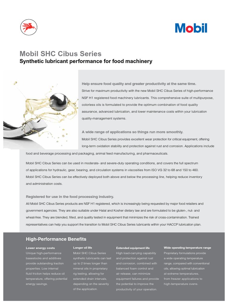 Mobil SHC Cibus | PDF | Exxon Mobil | Motor Oil