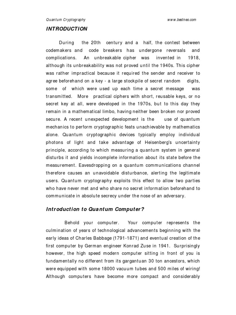 Quantum Cryptography Pdf