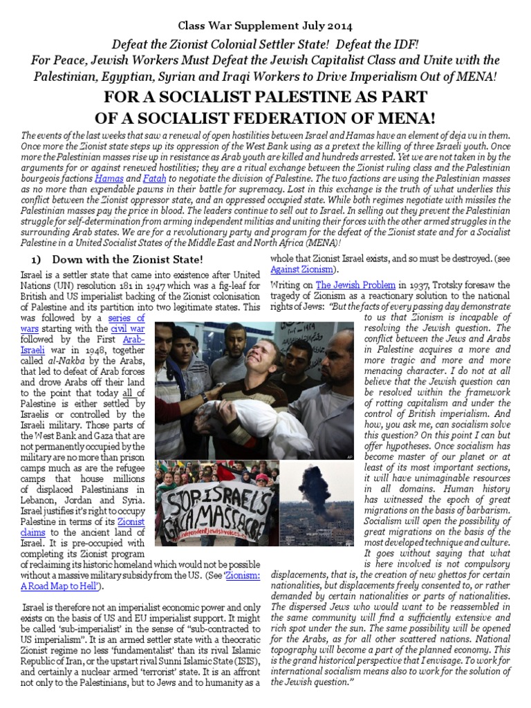 For A Socialist Palestine | PDF | Mandatory Palestine | State Of Palestine