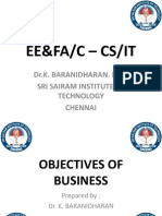 OBJECTIVES OF BUSINESS - EE&FA/C - CS&IT - Dr.K.BARANIDHARAN, SRI SAIRAM INSTITUTE OF TECHNOLOGY, CHENNAI-OBJECTIVES OF BUSINESS - EE&FA/C - CS&IT