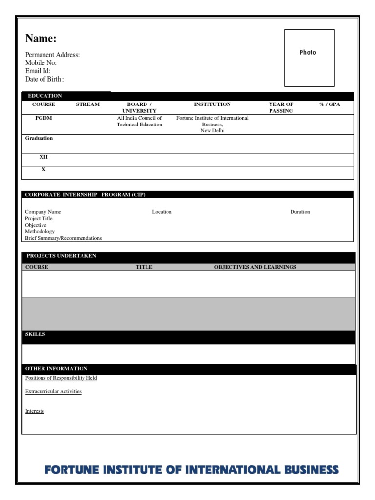 Permanent Address in CV Template | PDF