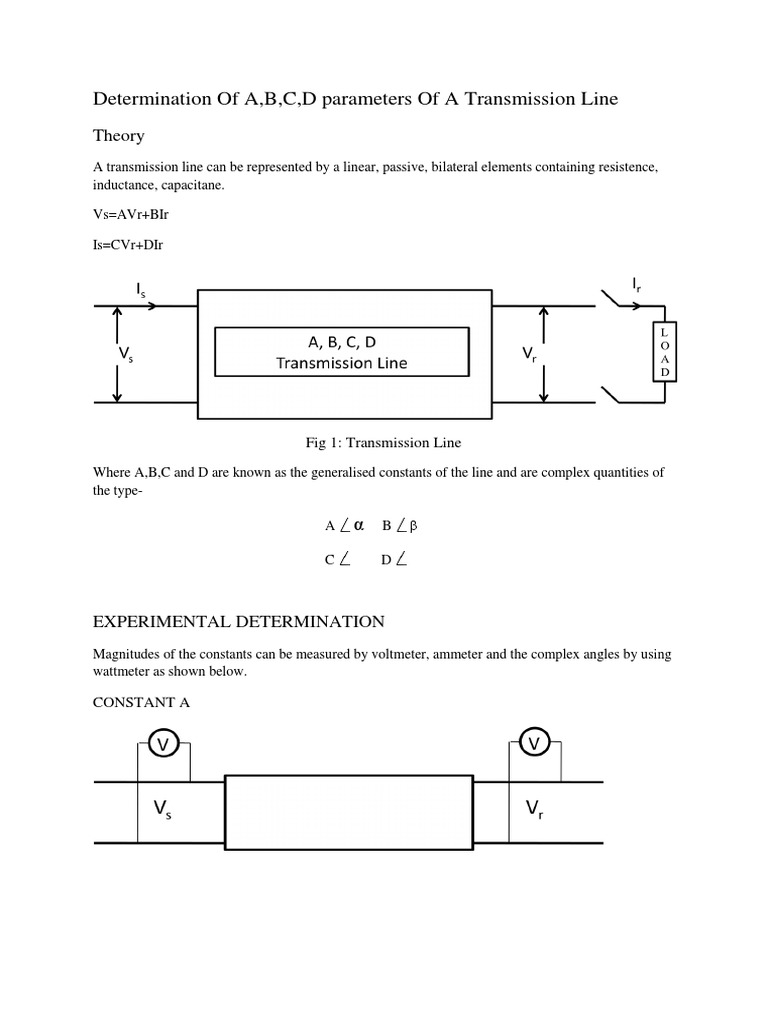 Transmission Line A, B, C, D Parameter Analysis | PDF | Teaching ...
