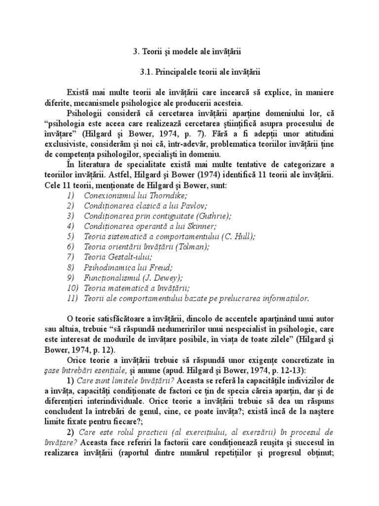 Teorii Si Modele Ale Invatarii | PDF