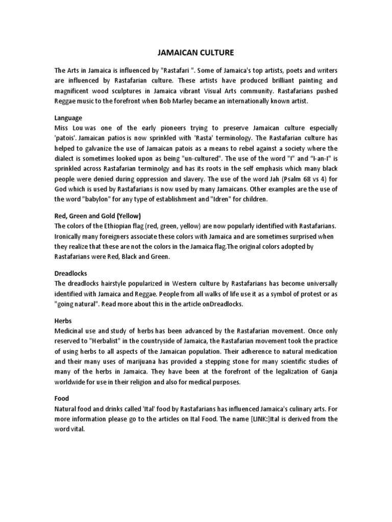 Jamaican Culture Jamaica Reggae