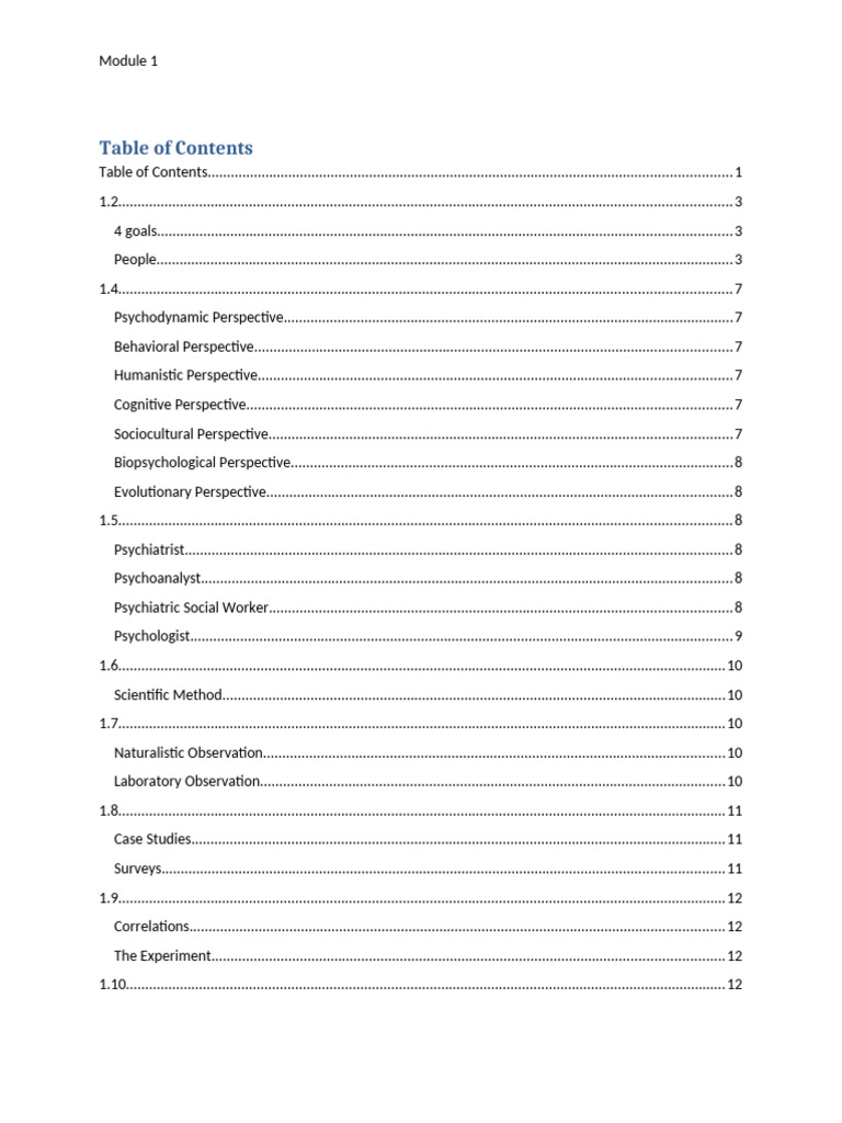 AP Psychology Module 1 Notes PDF Experiment Psychology