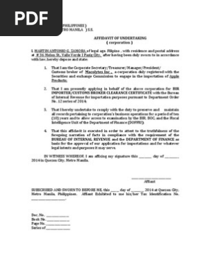 14-Affidavit of Undertaking