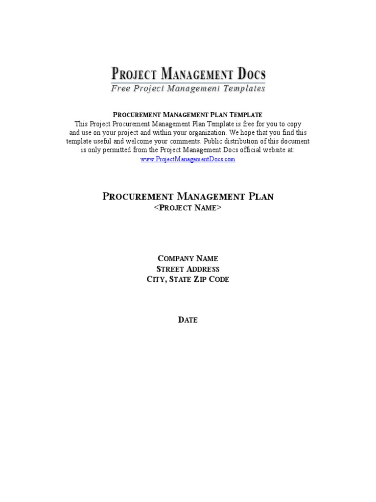 Procurement Management Plan Template | PDF | Procurement | Supply Chain ...