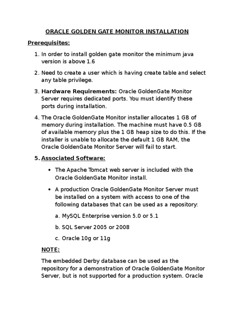GoldenGate Monitor Installation Guide | PDF | Port (Computer Networking ...