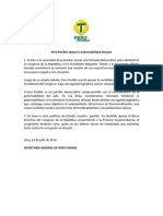 Comunicado Perú Posible Apoya Gobernabilidad Del País