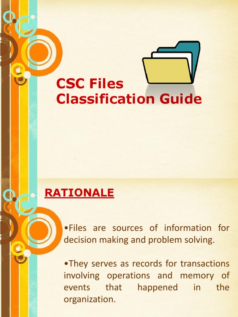 CSC Files Classification Guide Database Index Statistical