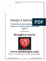 Creativity in Advertising Mba Project Report