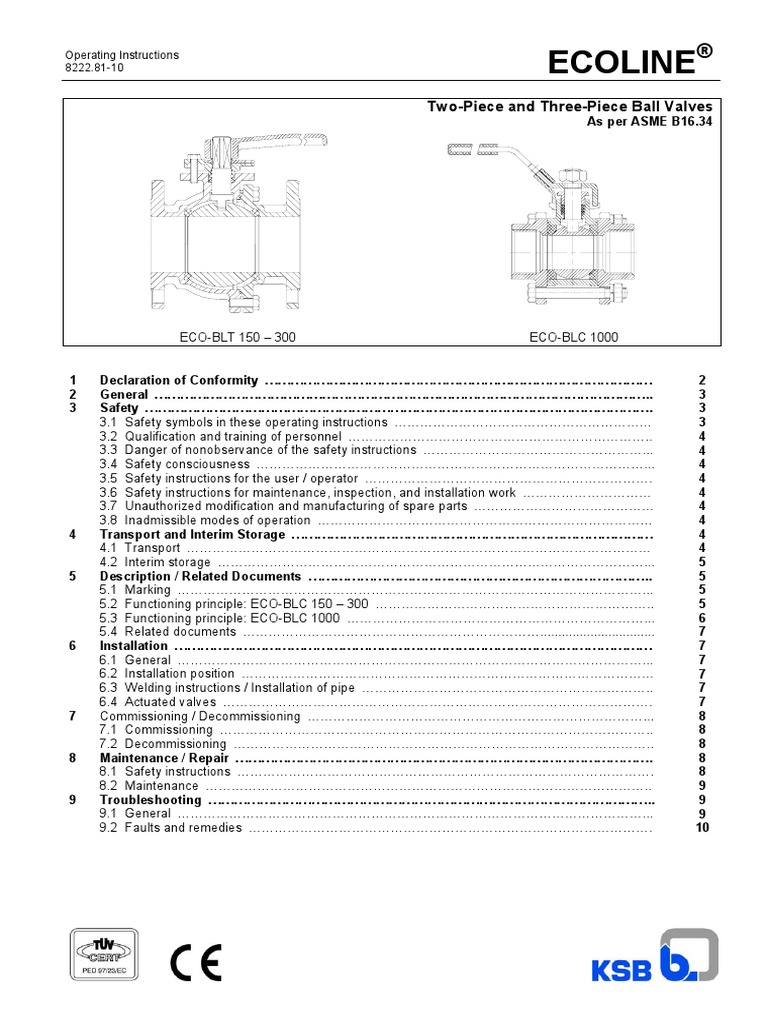 Operating Instructions valves Valve Pipe (Fluid Conveyance)