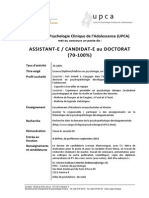 Annonce Assistant-E Upca 2014-15