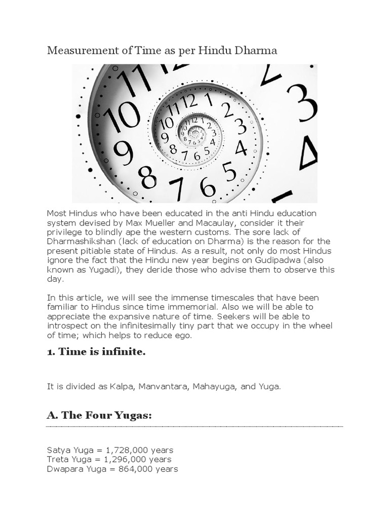 Hindu Time Measurement Explained | PDF | Hindu Behaviour And Experience ...