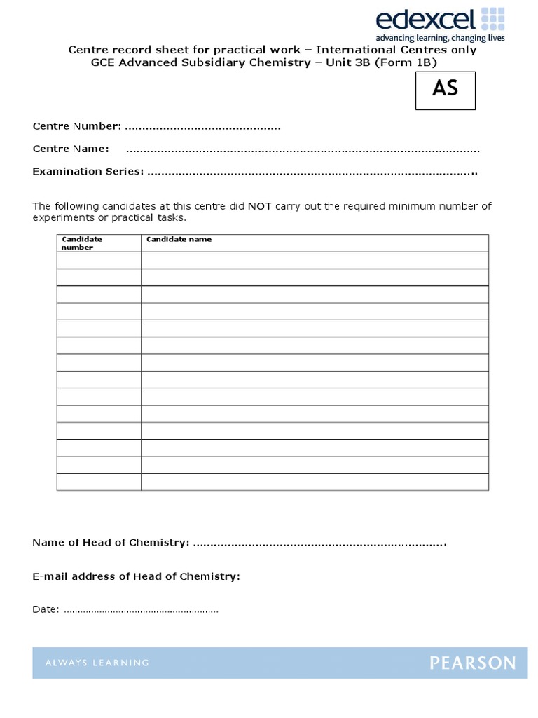 Chemistry Practical Record Sheet | PDF