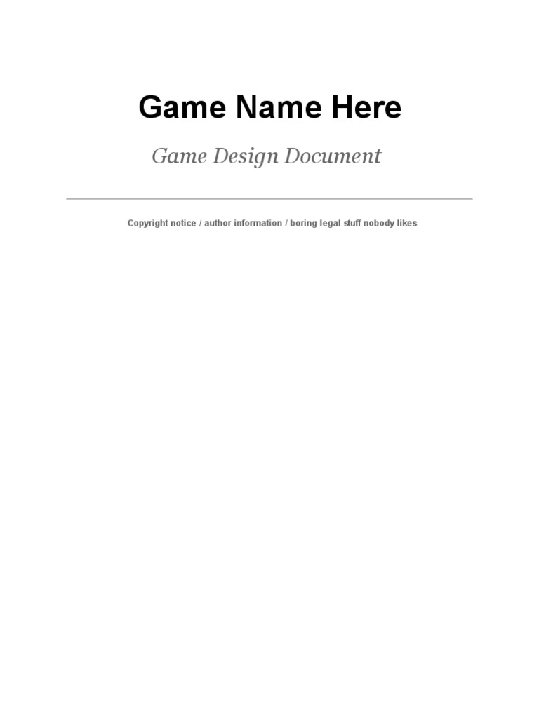 Game Design Document Template PDF