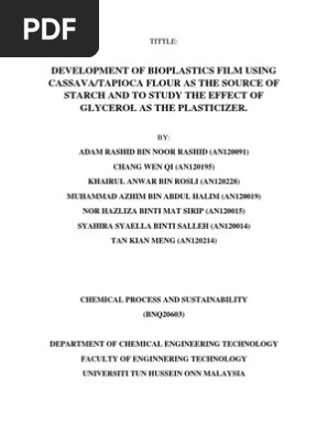 Full Report Bioplastics Pdf Biodegradation Plastic