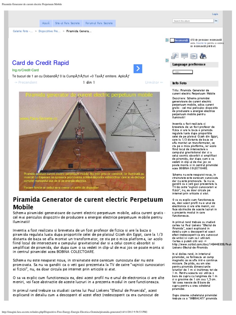 Ambassador Nuclear master Piramida Generator de Curent Electric Perpetuum Mobile | PDF