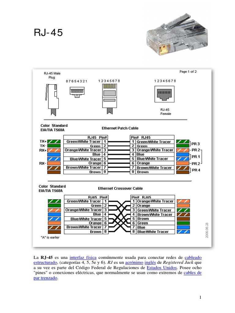 Diagrama y Conexión de RJ-45 | PDF | Bienes manufacturados | Tecnología ...
