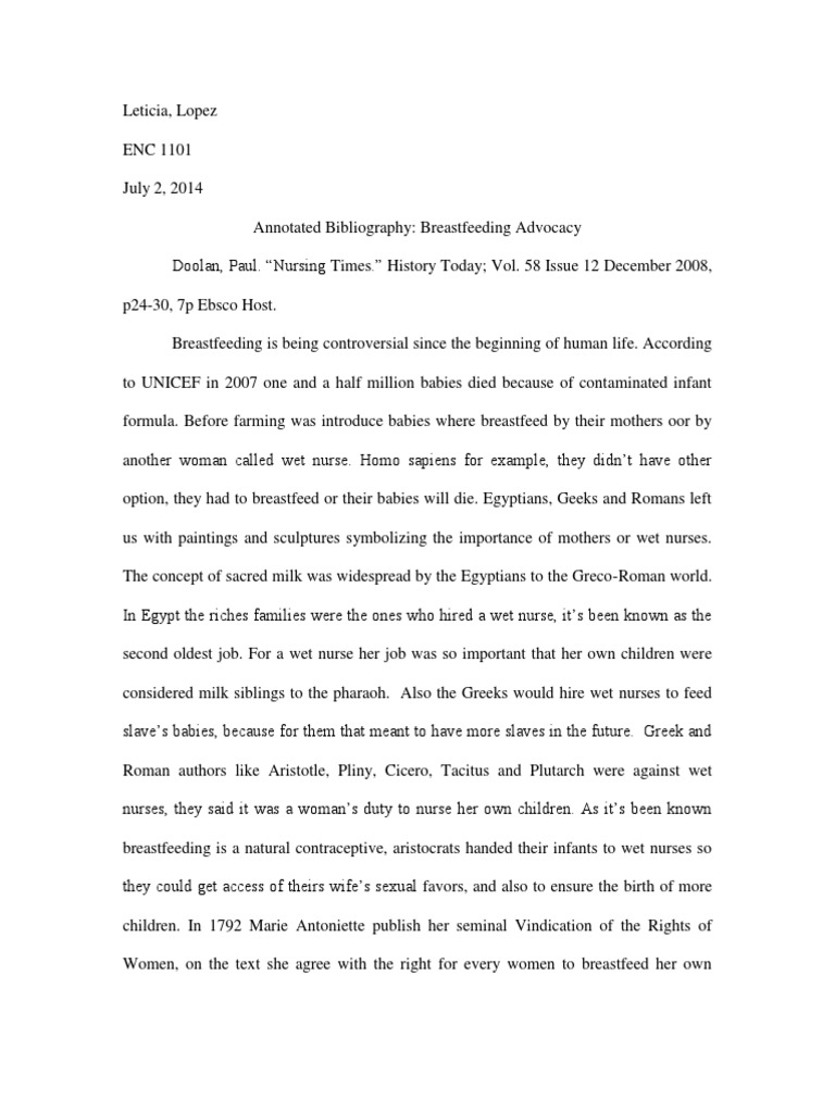 Annotated bibliography breastfeeding picture