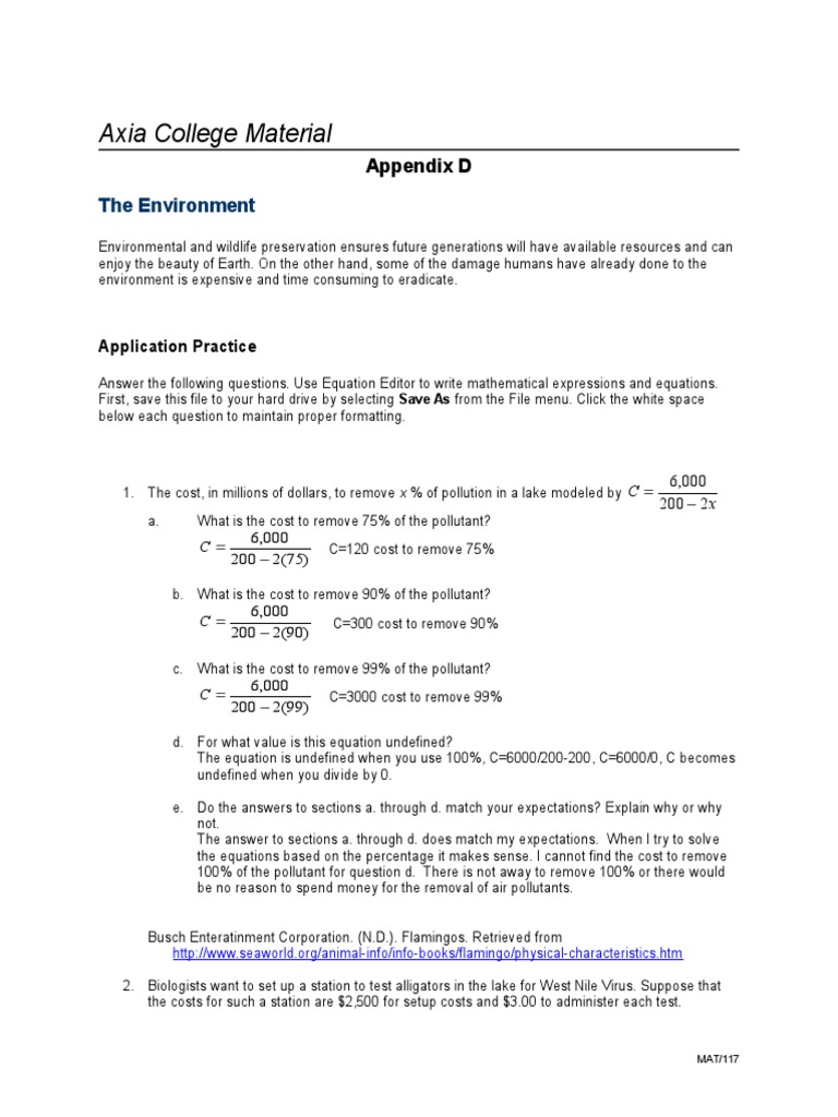 WK 4 Mat117 Appendix D | PDF | Natural Environment | Science
