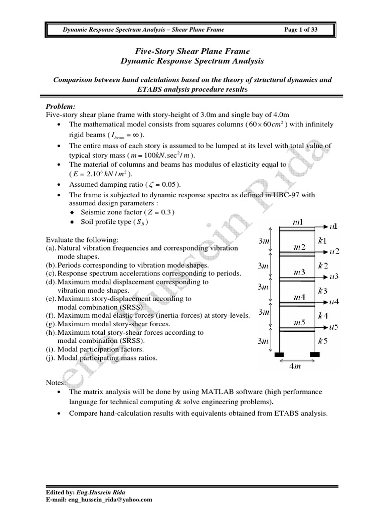 1112012913dynamics Response Spectrum Analysis PDF | PDF | Normal Mode ...