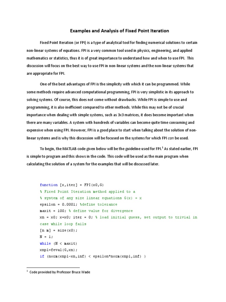 Fixed Point Iteration Method Examples | PDF | Nonlinear System | Derivative