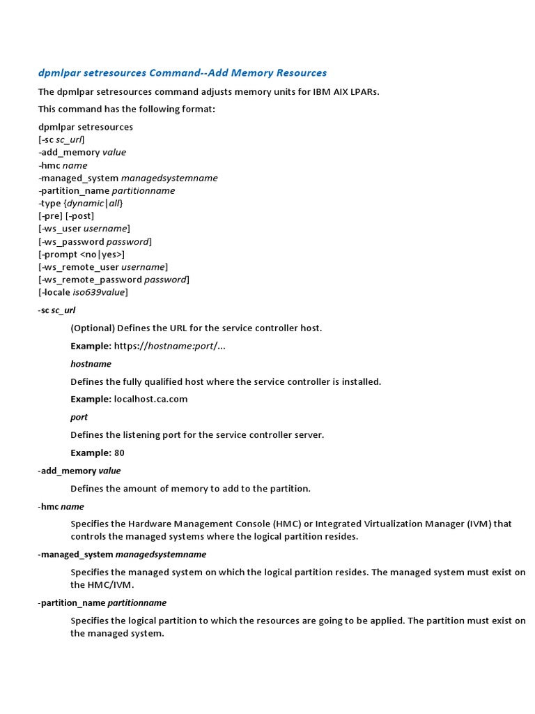 HMC Add Memory PDF Command Line Interface Password