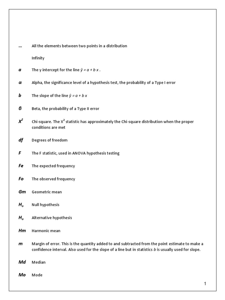 Statistics Symbols Standard Deviation Mean
