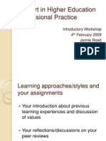 Pgcert in Higher Education Professional Practice: Introductory Workshop 4 February 2009 Jannie Roed