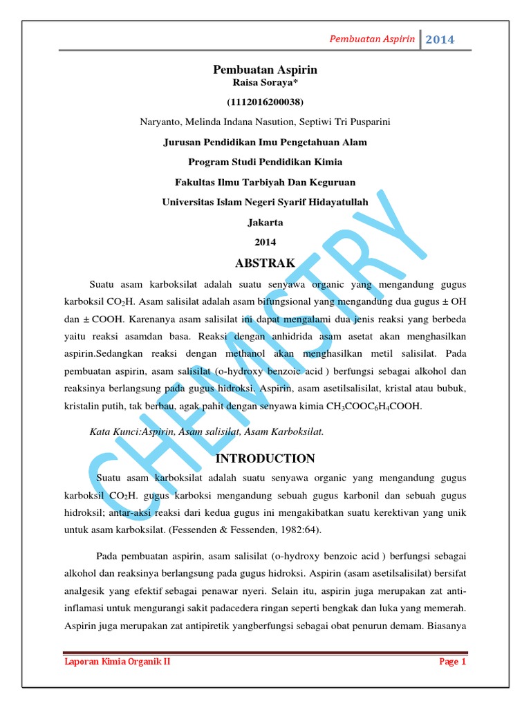 Pembuatan Aspirin PDF