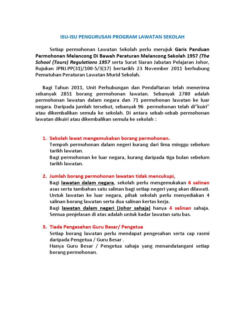 Isi Isu Pengurusan Program Lawatan Sekolah Pdf