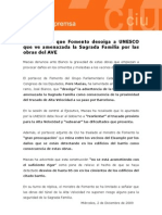 Nota de Prema Grup Parlamentari de CiU a Madrid (AVE/Sagrada Família)