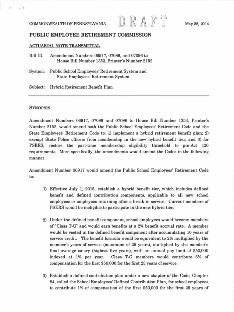 PERC Actuarial Note May 2014 | PDF | Defined Benefit Pension Plan