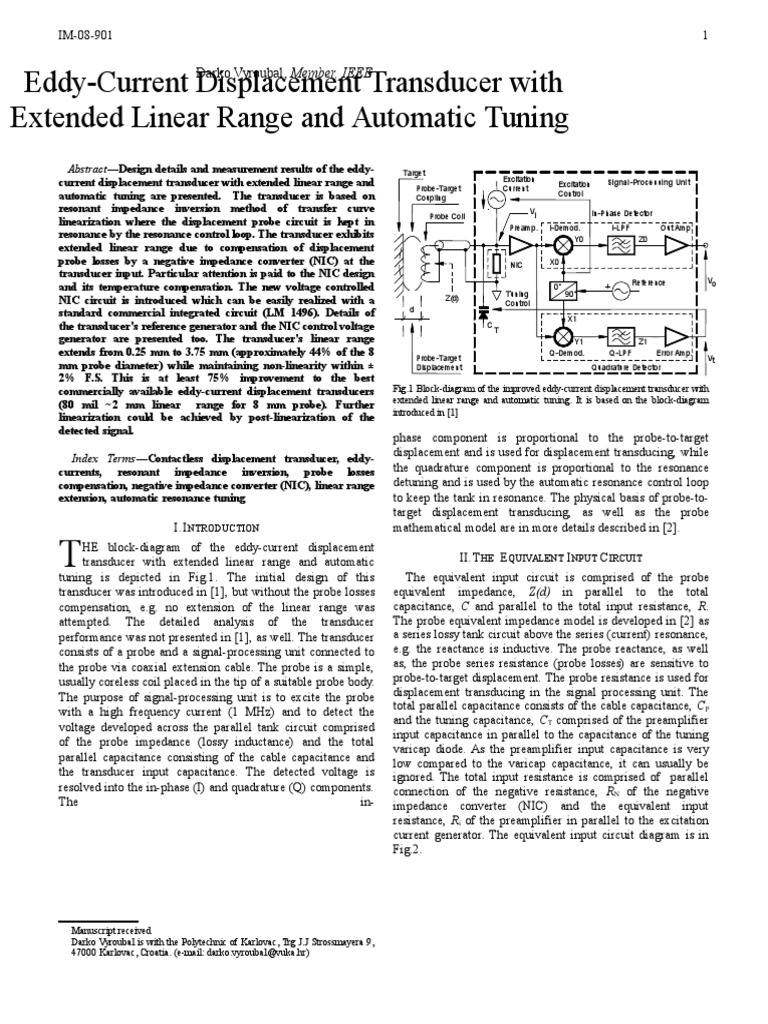 Eddy Current Sensor PDF Electrical Impedance Radio Technology