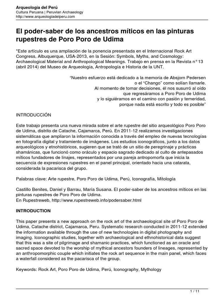 El PoderSaber de Los Ancestros Míticos en Las Pinturas Rupestres de