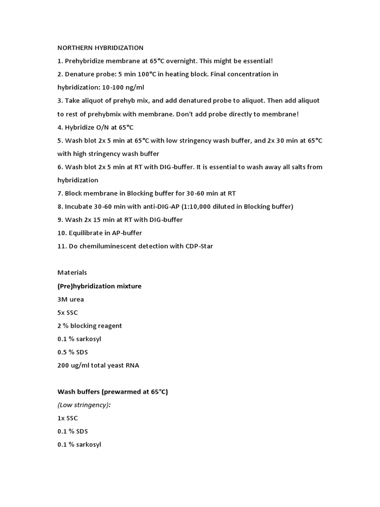 (Pre) Hybridization Mixture: (Low Stringency) | PDF | Cooking, Food ...